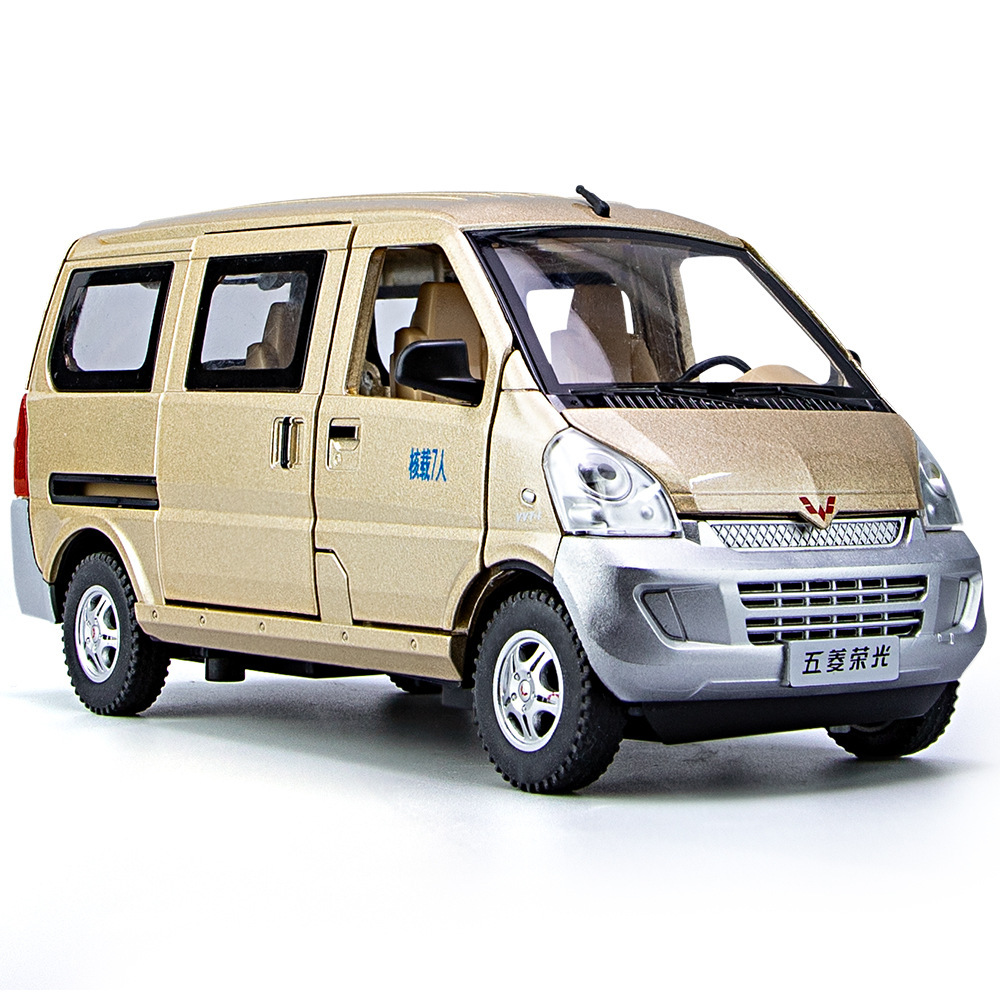 Weili aleación coche modelo genuino autorización 1:24 Wuling Rongguang van tire hacia atrás con sonido y luz coche de juguete música