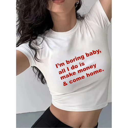 Best Selling Print T-Shirt European and American Women's Summer Sweet and Spicy Streetwear Y2K Top