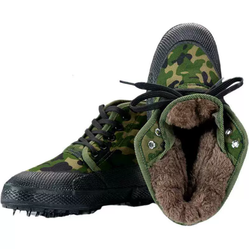 Новая модель 2025 года: мужские и женские нескользящие теплые рабочие защитные хлопковые ботинки на флисовой подкладке для строительных работ, камуфляжные резиновые ботинки высокие, на хлопковой основе