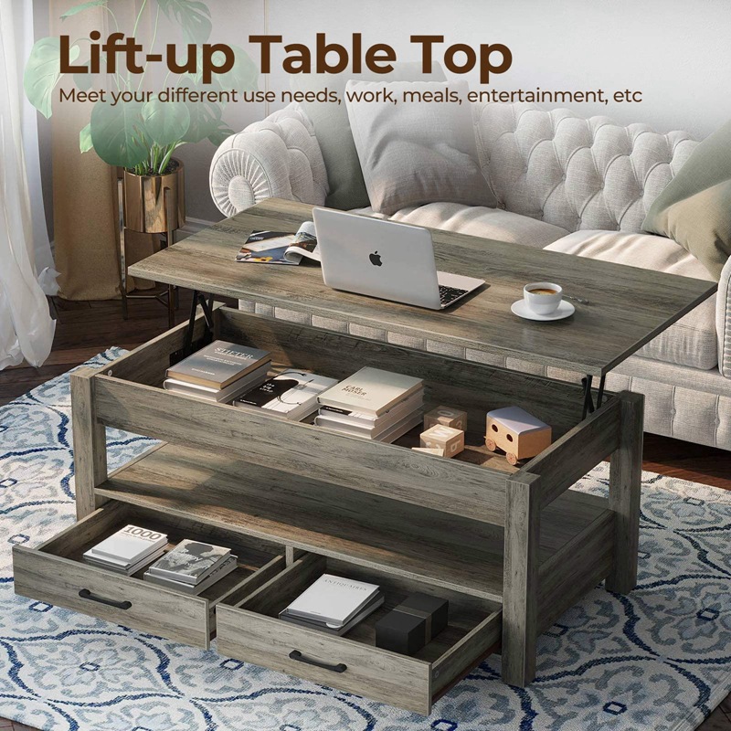 Mesa de café multifuncional de doble uso pequeño apartamento simple luz estilo de lujo sala de estar hogar creativo plegable mesa de café de elevación