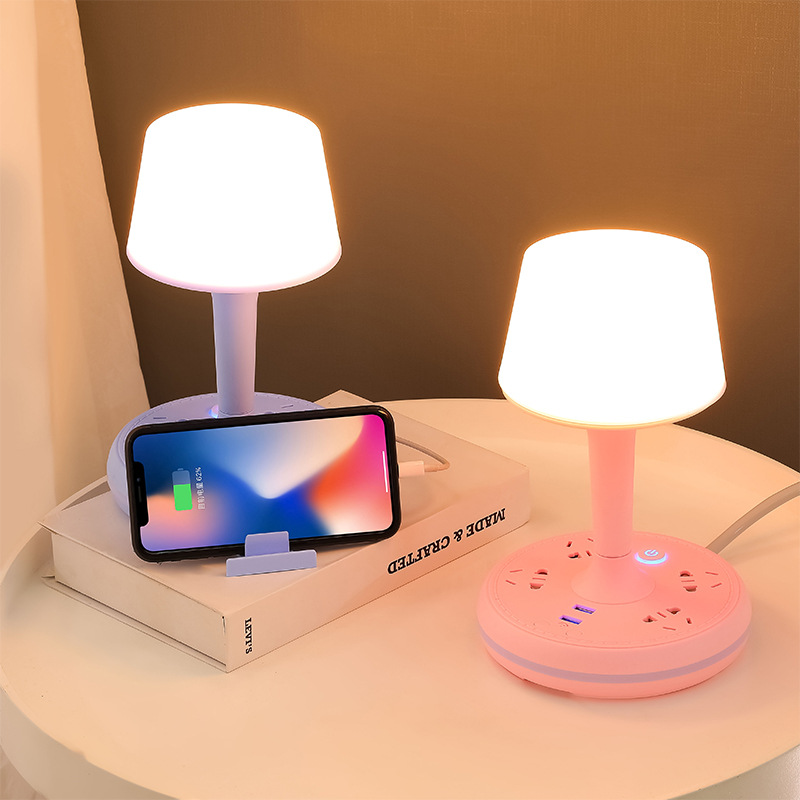 Creative night light bedside bedroom remote control table lamp socket baby feeding eye protection usb socket lamp row wholesale