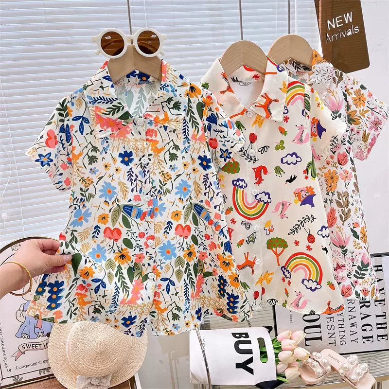 女童裙夏季新款2025女宝宝衬衫裙开衫裙薄款女孩连衣裙儿童裙子