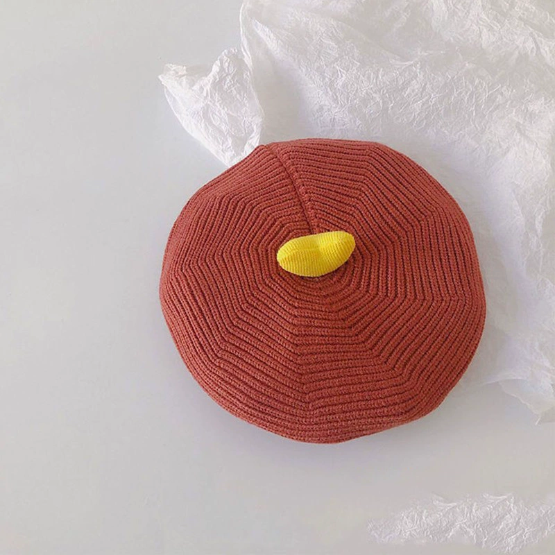 Brand children's hat girl's, knitted cute demi-season beret for early age, western style