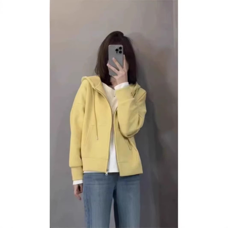 2026 Spring and Autumn New American Style Slimming High-End Cardigan Hooded Sweatshirt Jacket for Women, Super Stylish Korean Style