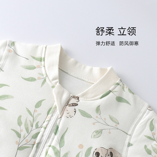 Infant sleeping bag winter and autumn removable cotton for babies, newborn pull-up long sleeve baby sleeping suit, leg opening sleep sack for babies
