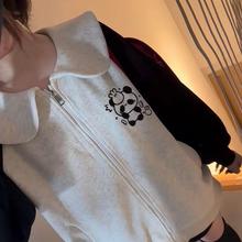 二次元熊猫耳朵连帽长袖卫衣外套女秋冬宅系日系可爱软妹开衫上衣