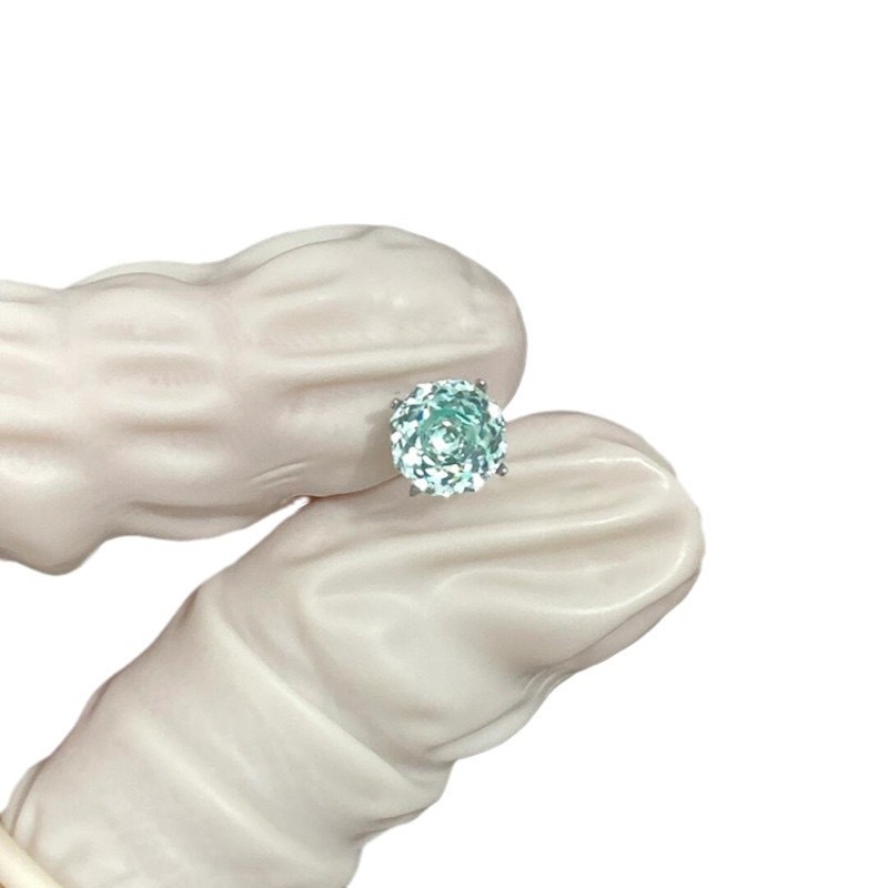 ミントマンボ氷河ブルーローズ切断面ジルコンピアス清冷感フラッシュ夏デザイン感耳飾り