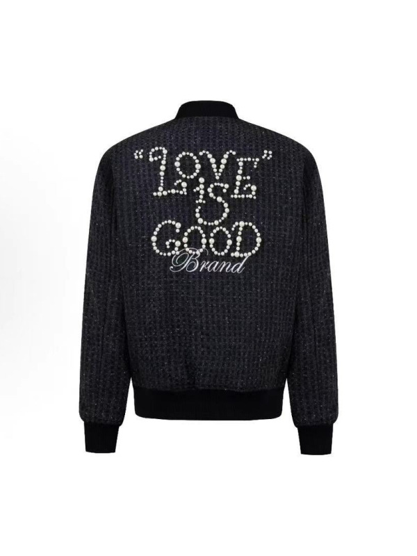 现货 GOODBRAND 轻奢时尚高级感小香风珍珠夹克外套 男女同款 黑|undefined