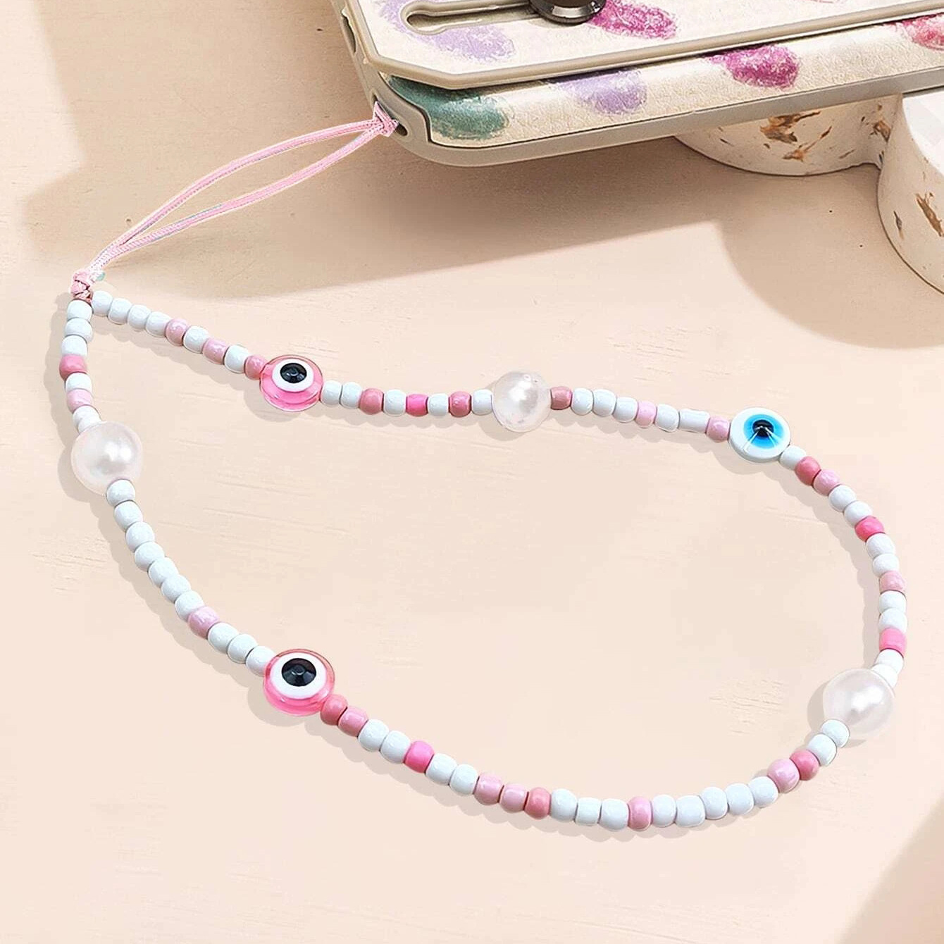 1 Piece Quantity Casual Occasion Glass Seed Bead Eye Exaggerated Mobile Phone Pendant Phone Accessories