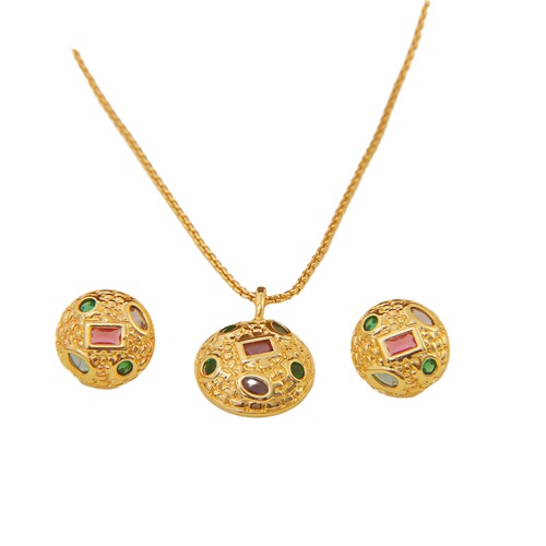 Mid-Age Vintage Replica Western Antique Earrings for Women, Hepburn Court Style Fashion Light Luxury Necklace Earring Set