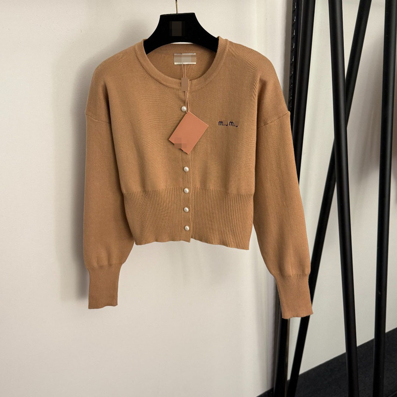 Shenzhen Nanyou Goods High-End Foreign Trade Cute Nanyou New Logo Embroidered Letters Slim Long-Sleeved Knitted Cardigan