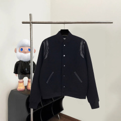 正确版SLP风拼羊皮螺纹潮牌Y家高版本男女羊毛密织棒球服夹克外套