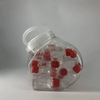 定制透明提手盖异形包装瓶 杂物广口塑料收纳罐 2.9L展示盒斜口瓶