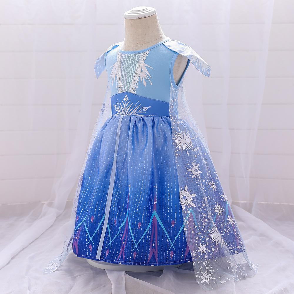 Vestido de Elsa de Frozen 2 para niñas, estilo europeo y americano, vestido de princesa con capa para niñas.