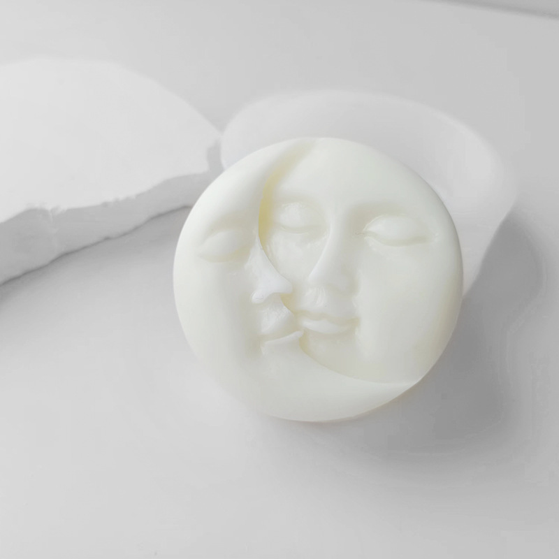 Luna cara de silicona molde jabón hecho a mano aromaterapia vela yeso decoración la torta del molde