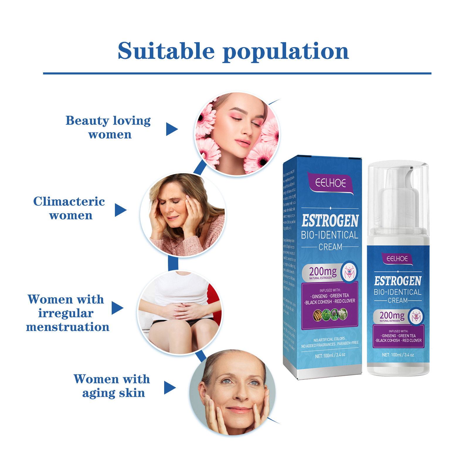 EELHOE Menopausal Soothing Cream reduces women's menopausal fatigue, emotional fluctuations, and night sweat c_voghion.com