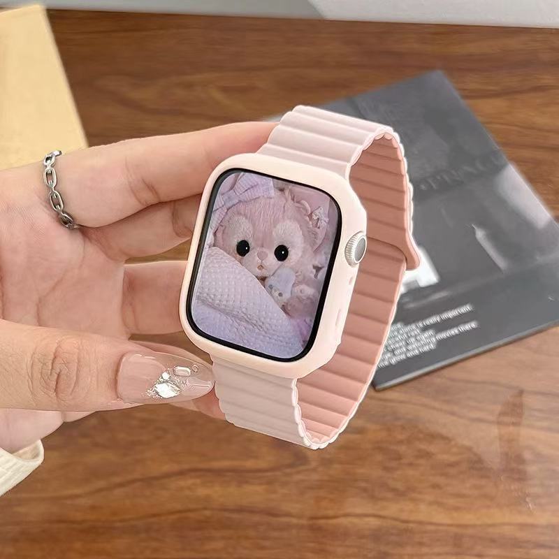 Silicone Magnetic Color-matching Strap for Apple S10 Strap iwatch987 Generation SE Watch Men's and Women's Wristbands