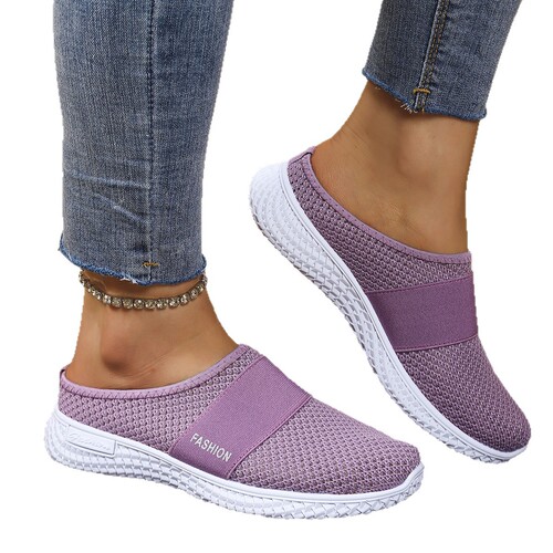 Temu Cross-border Women's Slippers for Outdoor Wear, Thick Sole, Women's Export Slippers, Wholesale Women's Breathable Half Slip-on Casual Shoes
