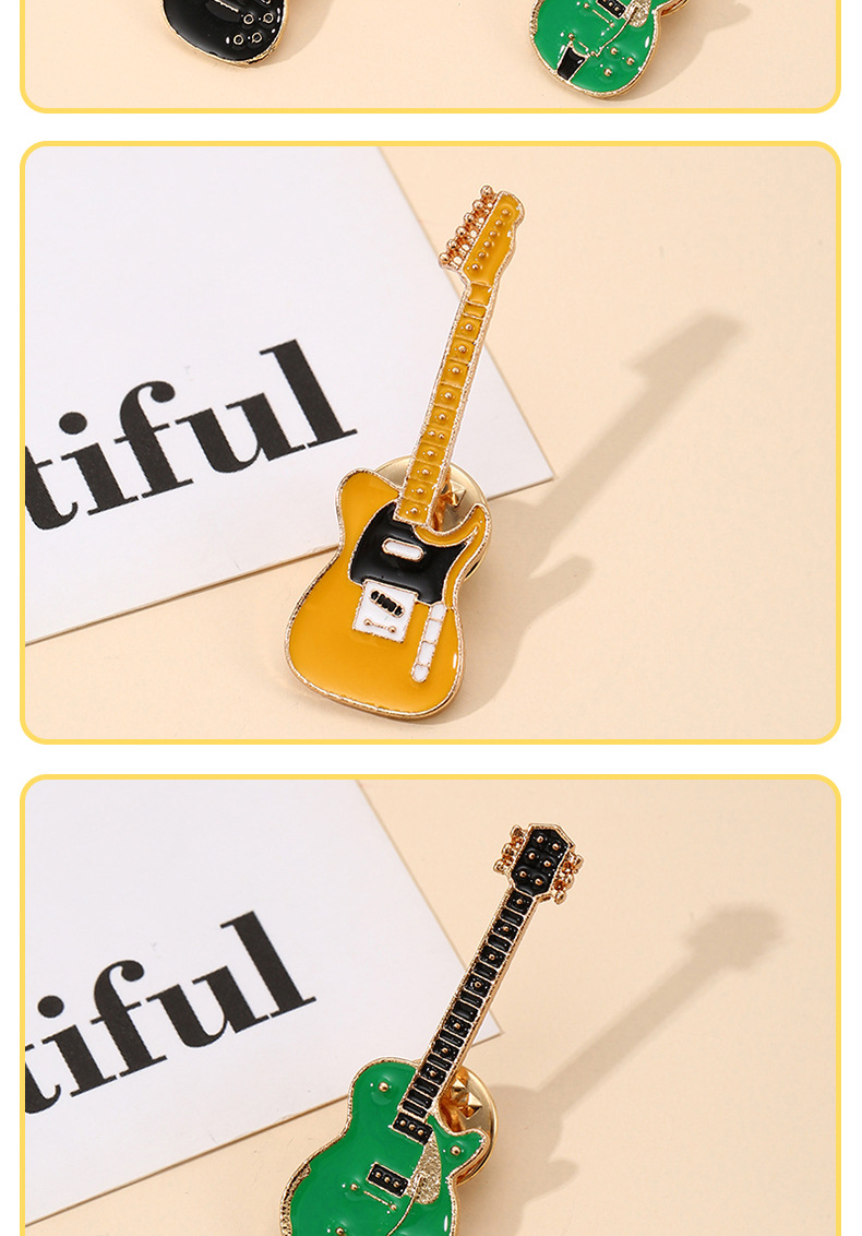 7g Weight Brooches Classification Holiday, Daily Occasion Casual Simple Style Pin Guitar Alloy Enamel Unisex Brooches
