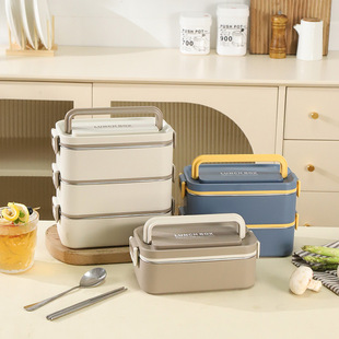 Stainless Steel 304 Heatable Thermal Insulation Lunch Box Student Office Student Canteen Portable Multi-Layer Lunch Box with Lid Lunch Box