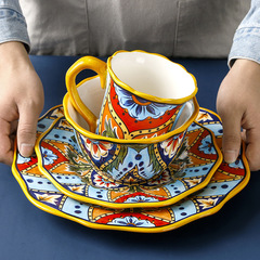 European and American creative hand-painted ceramic plates Western food plates irregular steak plates home decorative plates