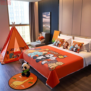 Q3Y Hotel Family Cute Cartoon Kidsren's Room Bed Flag B&B Popular Family Room Bedside Towel Bed