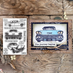 Cross-Border Hot Selling Transparent Silicone Seal Handbook DIY Decorative Pattern Retro Car Shape Transparent Seal Wholesale