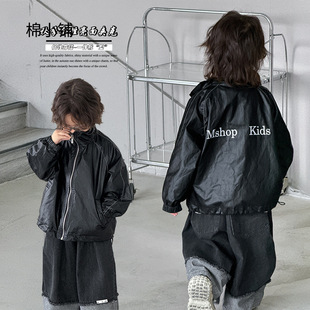 Boys' Autumn Topss Autumn Korean Style Children's Clothing Tops 2025 New Children's Topss Leather Clothes Trendy Style Western Style Loose