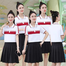 运动套装女夏季2024新款翻领t恤休闲短袖polo衫羽毛球服潮