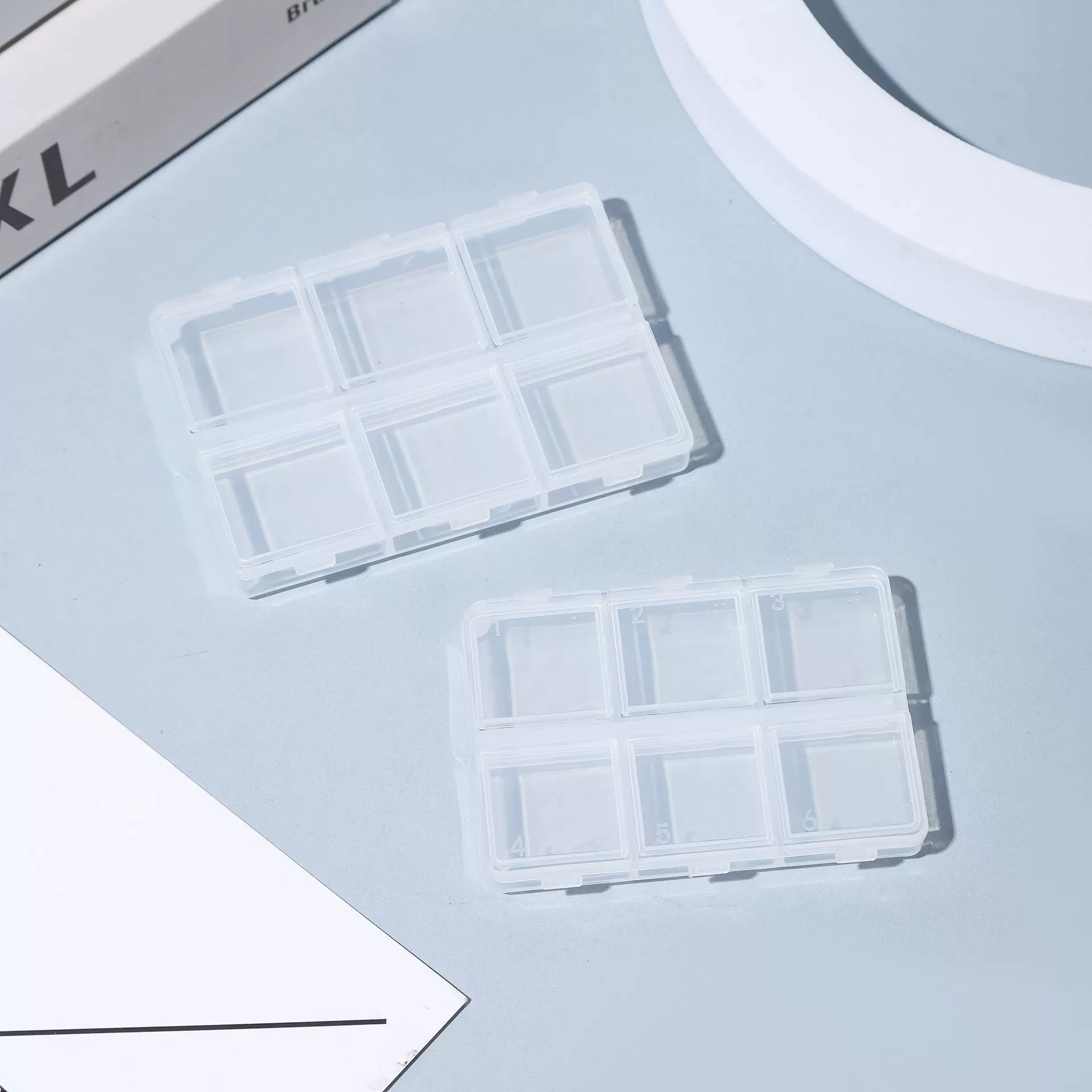 大号6格分格盒美甲点钻珍珠小饰品首饰分格收纳盒美甲配件包装盒