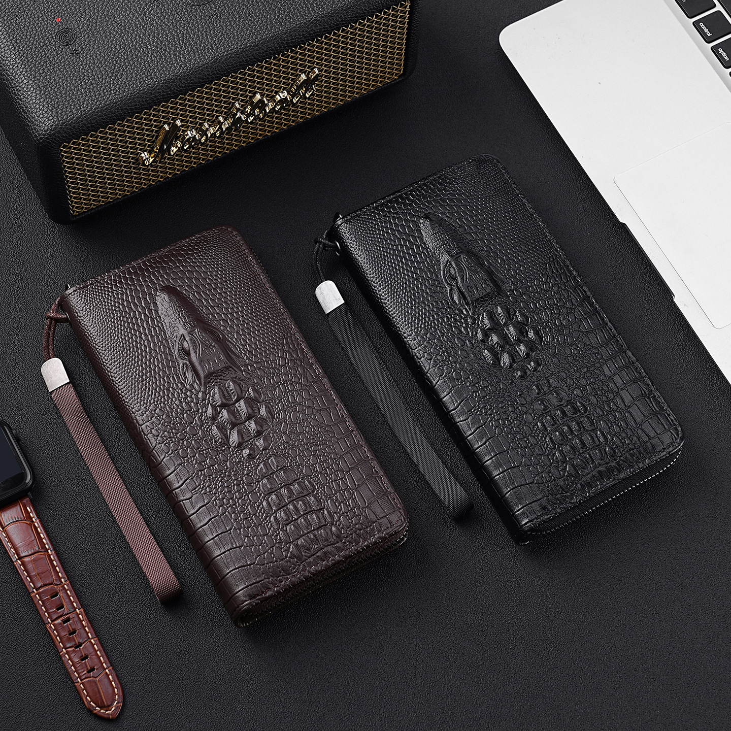 Crocodile Pattern Wallet Clutch Men's Casual Large-Capacity Mobile Phone Bag Korean Style Trendy Men's Clutch Bag Clutch Bag Business