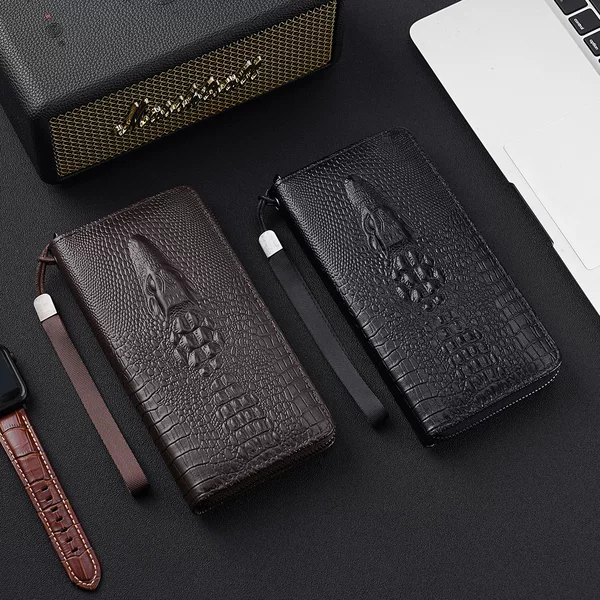 Crocodile Pattern Wallet Clutch Men's Casual Large-Capacity Mobile Phone Bag Korean Style Trendy Men's Clutch Bag Clutch Bag Business