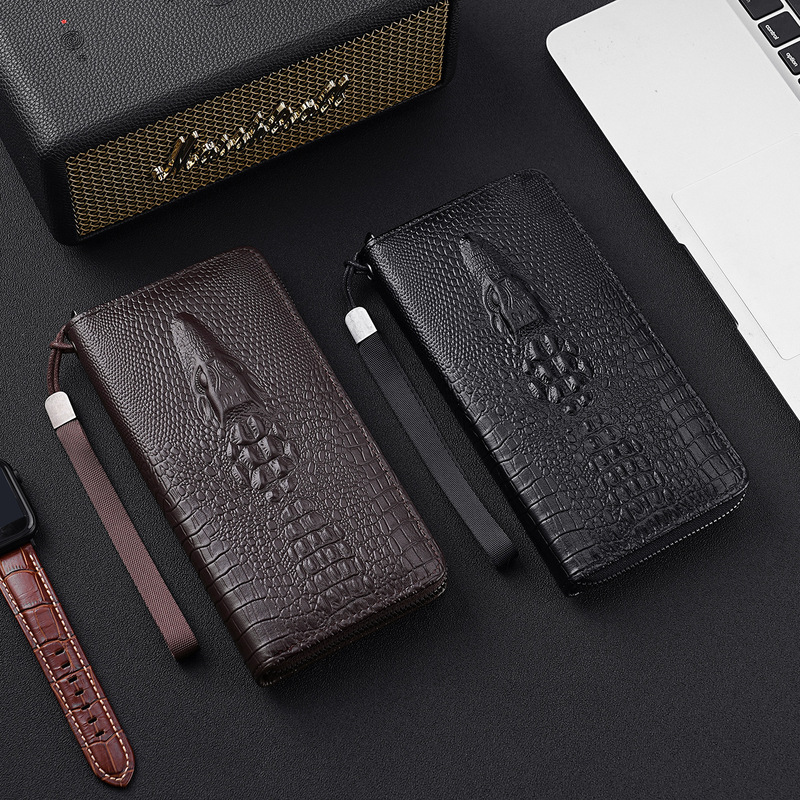 Crocodile Pattern Wallet Clutch Men's Casual Large-Capacity Mobile Phone Bag Korean Style Trendy Men's Clutch Bag Clutch Bag Business