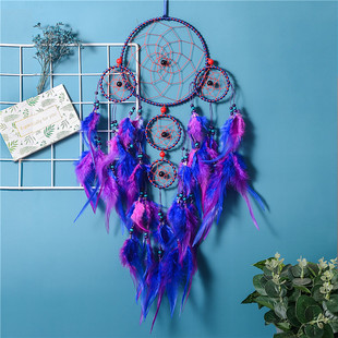 Purple Five-Ring Dream Catcher Home Decoration Wedding Decoration Feather Wind Chimes Pendant Gift