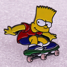 可爱巴特玩滑板胸针动画辛普森一家卡通徽章