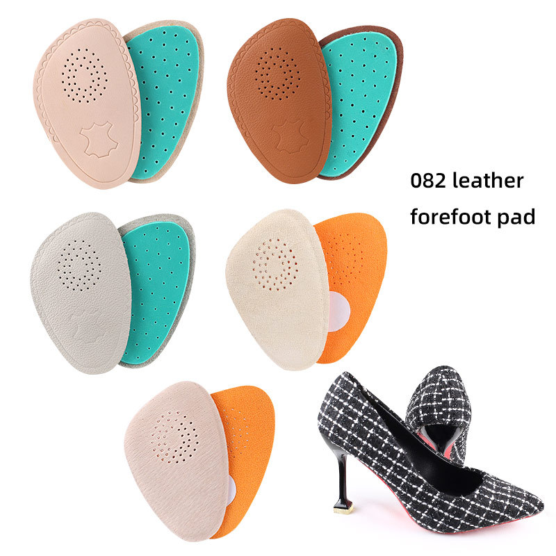 Leather front sole pad with thickening, soft, wear-resistant, shock-absorbing half-size pad high heels, sweat-absorbent, breathable, non-slip, adjustable code foot pad