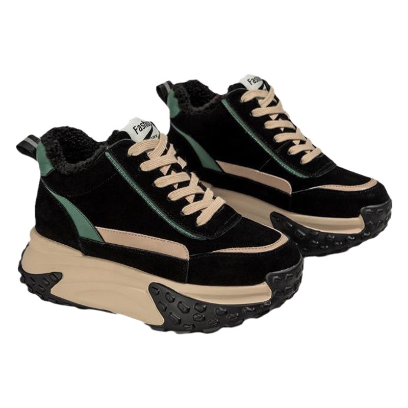 Plataforma de celebridades de Internet Botas de nieve deportivas Zapatos de algodón forrados de lana para mujer 2023 nuevos zapatos de papá casuales de invierno versátiles moda