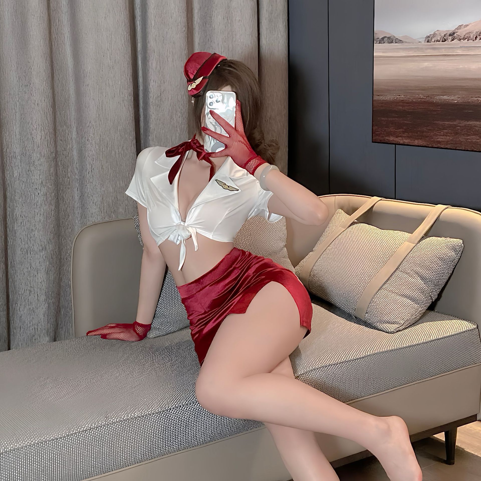 New sexy lingerie stewardess uniform sexy and charming role-playing…
