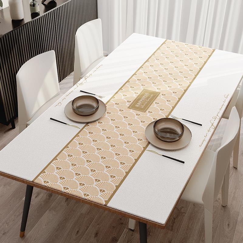 살구색 쌀 화이트 가죽 테이블 매트