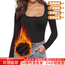 欧美跨境女装秋冬女士新款内搭长衣秋衣辣妹长袖抑菌保暖打底衫