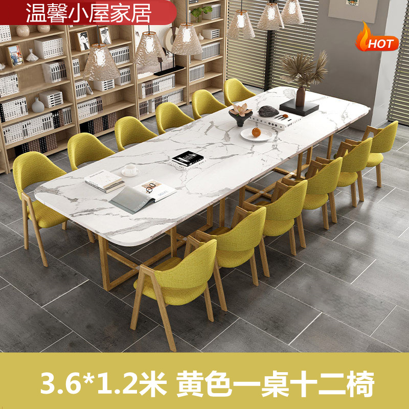 Mesa y silla de reunión moderna simple sala de estar mesa rectangular sala de lectura biblioteca mesa larga