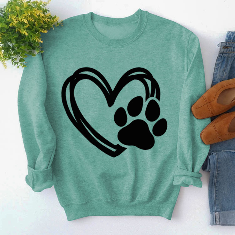 Amazon estación independiente en stock jersey de cuello redondo simple superior manga larga impresa suéter suelto transfronterizo Comercio exterior al por mayor