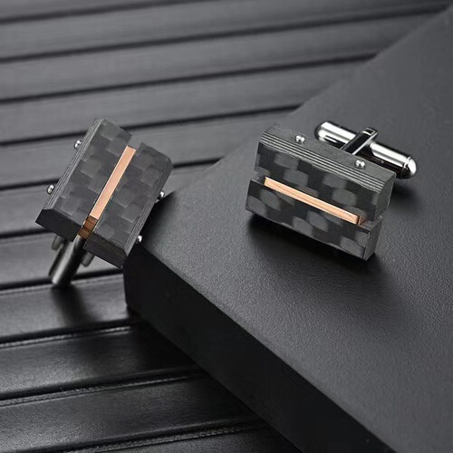 Source goods European and American new stainless steel combination solid carbon fiber cufflinks European and American men's suit shirt sleeve nails