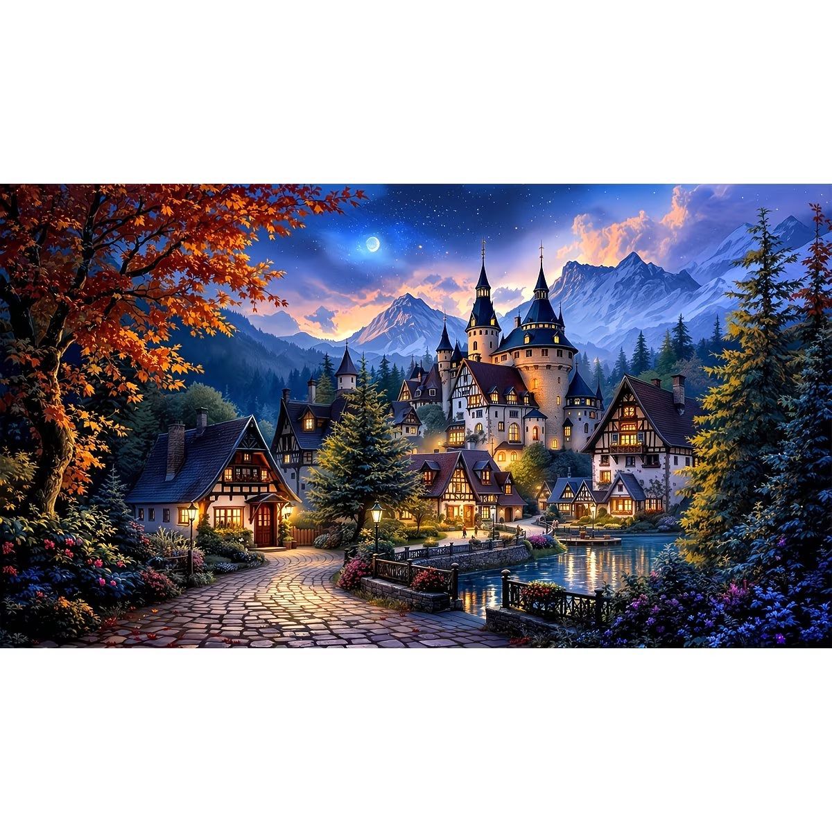Transfronterizo Amazon pintura de diamantes fábrica de explosión venta directa pintura de diamantes DIY paisaje decoración pintura colgar paquete de herramientas '