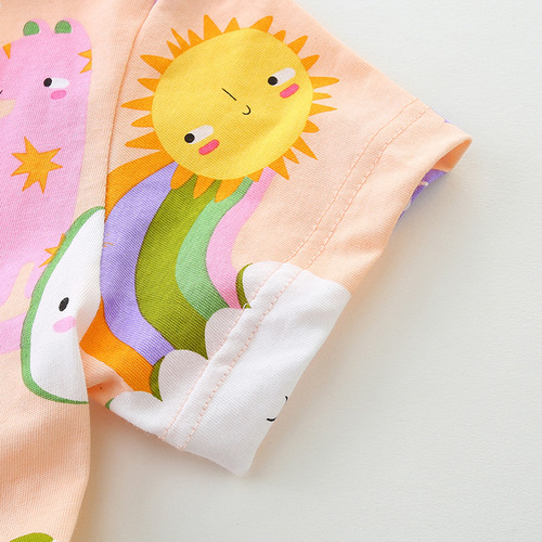 Cross-border source children's dresses European and American style children's cartoon printed princess dress 2024 summer new children's dress 