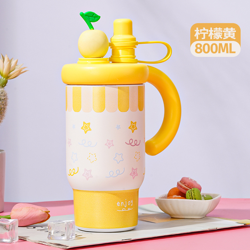 Taza de aislamiento térmico de alta capacidad, taza de hielo 316 taza de paja, taza de agua potable de oficina doméstica, taza de aislamiento térmico de alta capacidad