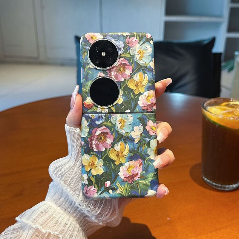 Huawei P50pocket 携帯電話ケース折りたたみスクリーン Pocket2 シルクスカーフフラワーロープ保護カバーに適したフルスクリーンフラワー|undefined