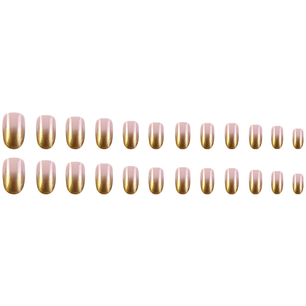Transfronterizo Retro Flash Gradient Wear Uña 24 piezas Mellard temperamento blanqueador de uñas falsas suministro directo image 6