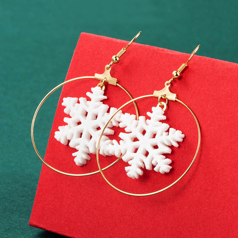 Christmas Series Ring Resin Boots Bow Snowflake Hat Earrings Wholesale Nihaojewelry display picture 5