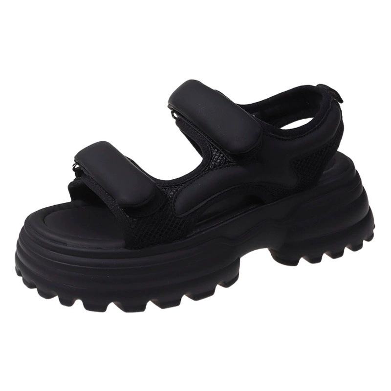 Легкие повседневные сандалии на толстой подошве для женщин, большие размеры, лето 2021, новые спортивные сандалии на платформе с липучками, студенческий стиль